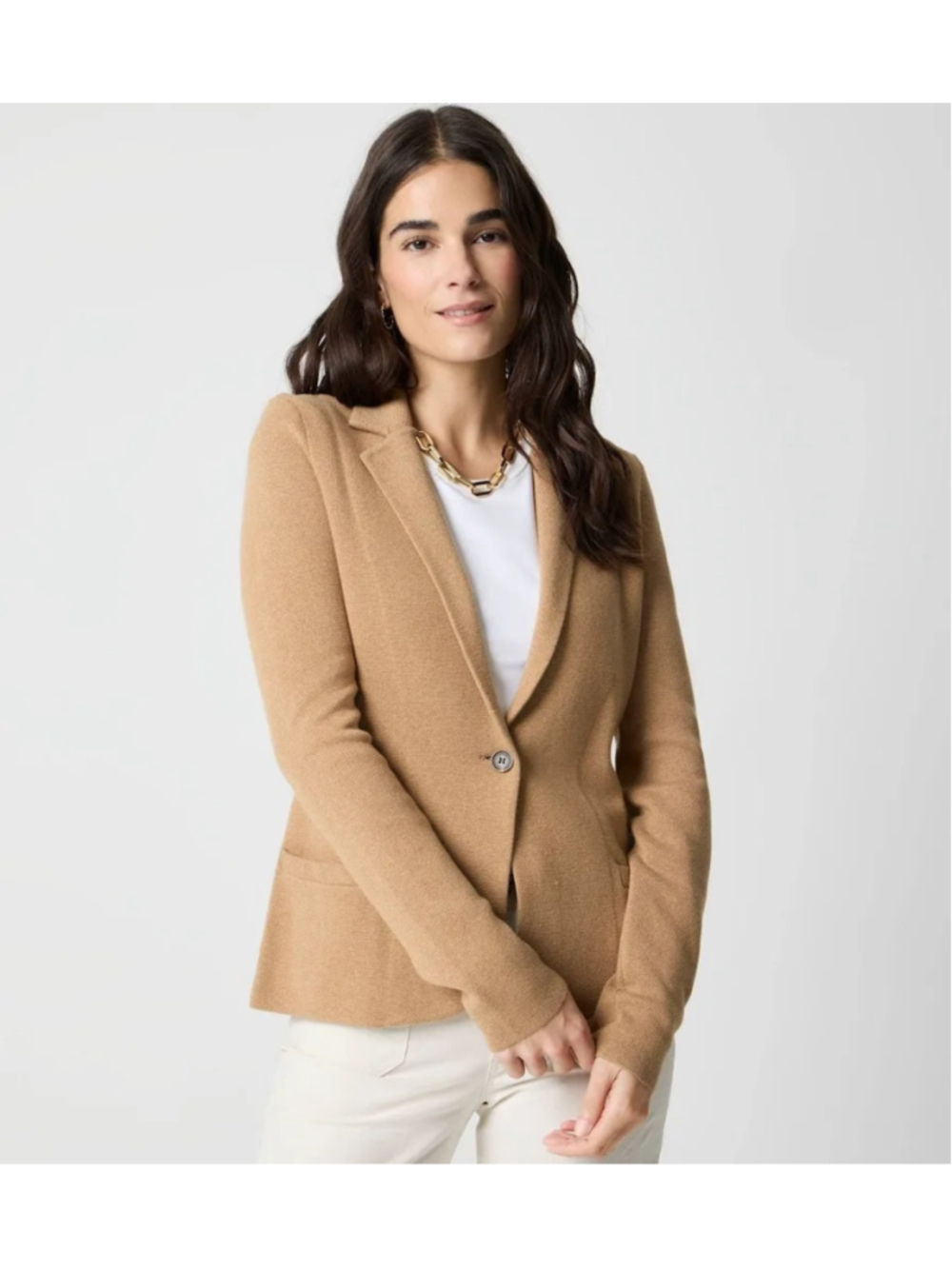 J.CREW Schoolboy Sweater Blazer Jacket Cardigan Sz XL Camel Knit Classic Preppy